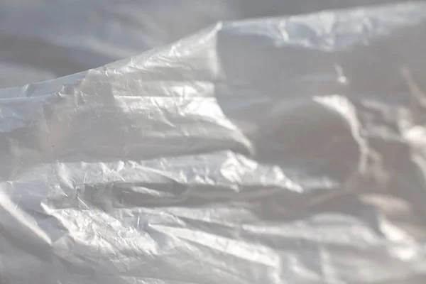 Абстрактная Измятая Белая Пластиковая Текстура Фона Закрыть Макро Снимок Селективный — стоковое фото