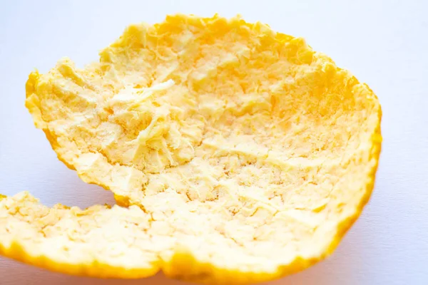 Orange Fruit Peel White Background Close Macro Shot Selective Focus — Stock Photo, Image