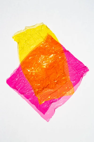 Lenzuolo Sottile Cellophane Multicolore Con Texture Superficiale Stropicciata Lucida Sfondo — Foto Stock
