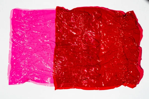 Hoja Delgada Celofán Multicolor Con Textura Superficial Arrugada Brillante Sobre — Foto de Stock