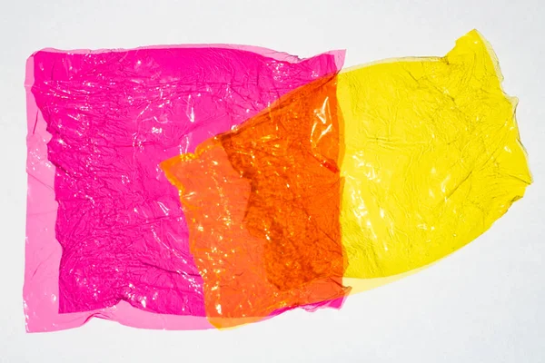 Lenzuolo Sottile Cellophane Multicolore Con Texture Superficiale Stropicciata Lucida Sfondo — Foto Stock