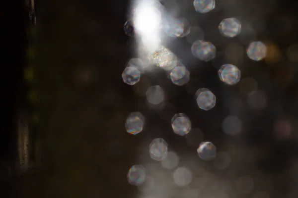 Bokeh Blurred Cooking Oil Stained Glass Bottle Light Shadow Shot — Stock fotografie