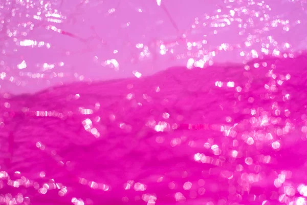 Bokeh Blurred Thin Sheet Pink Colour Cellophane Shiny Crumpled Surface — Stockfoto