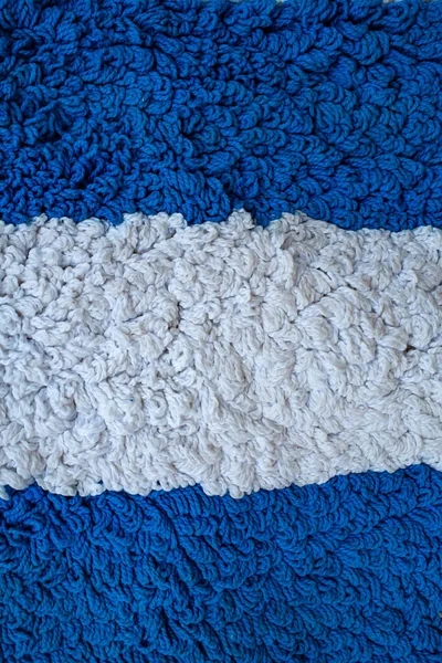 Branco Azul Tapete Textura Fundo Close Macro Tiro Sala Estar — Fotografia de Stock