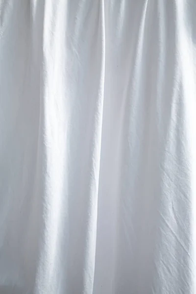 White Bedsheet Drying Sun Wrinkled Texture Abstract Background Close Shot — Stock Photo, Image