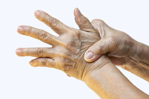 Trigger Finger Senior Woman Right Hand Massaging Her Left Hand Stock Picture