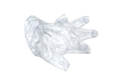 Beyaz arka planda tek kullanımlık plastik eldiven, yakın çekim, kovid19, Coronavirus, Bakteri, Sağlık Hizmetleri