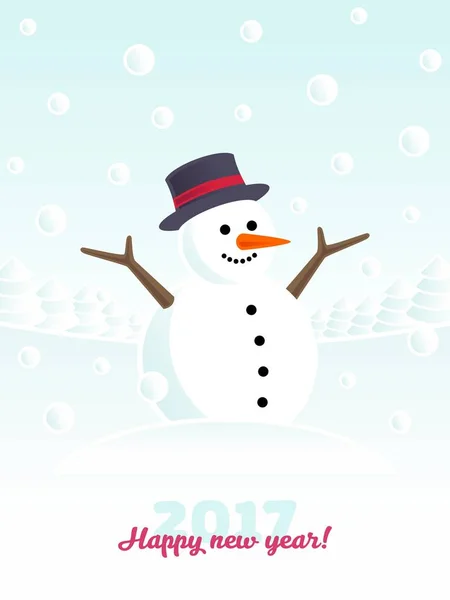 Bonne année bonhomme de neige — Image vectorielle