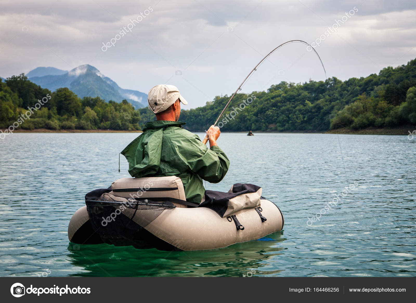 Bellyboat flyfishing in Slovenia — Stock Photo © mirovic #164466256