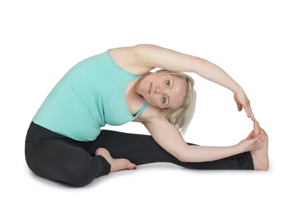 Yoga kvinnan grön position_119 — Stockfoto