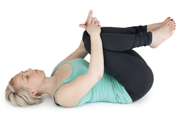 Yoga kvinnan grön position_133 — Stockfoto