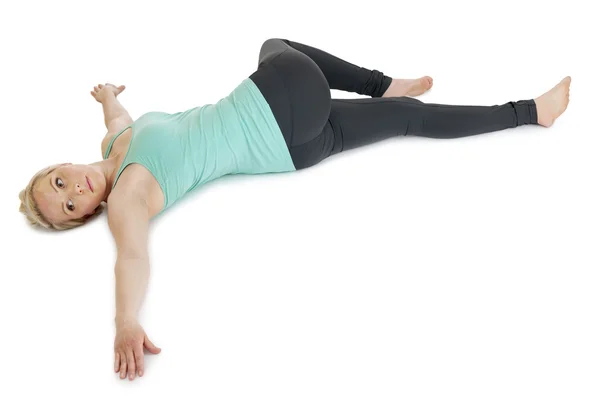 Yoga kvinnan grön position_139 — Stockfoto