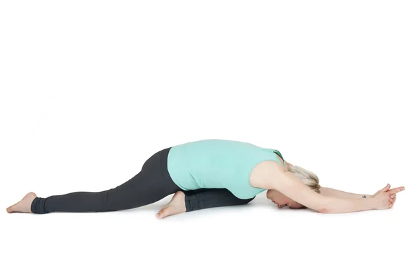 Yoga kvinnan grön position_144 — Stockfoto