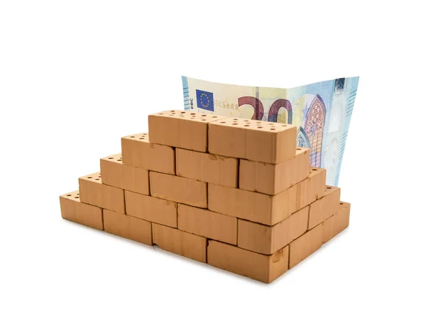 20-Euro-Schein hinter Mini-Mauer — Stockfoto