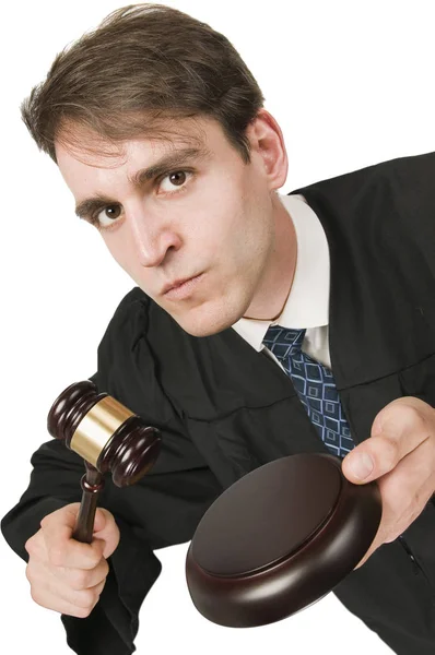 Furious judge on white — Stock Photo, Image