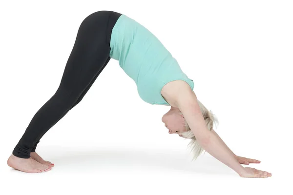 Yoga woman green position _ 202 — стоковое фото