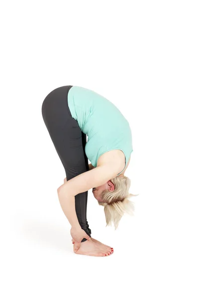 Yoga kvinnan grön position_189 — Stockfoto