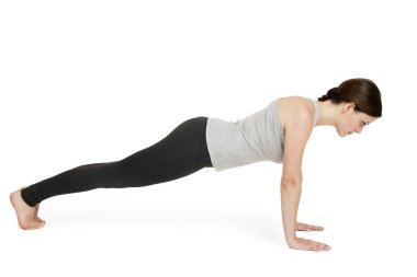 Yoga kadın gri position_chaturanga
