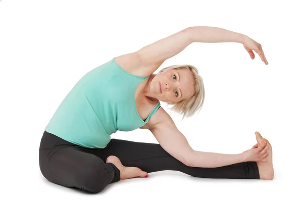 Yoga kvinnan grön position_118 — Stockfoto