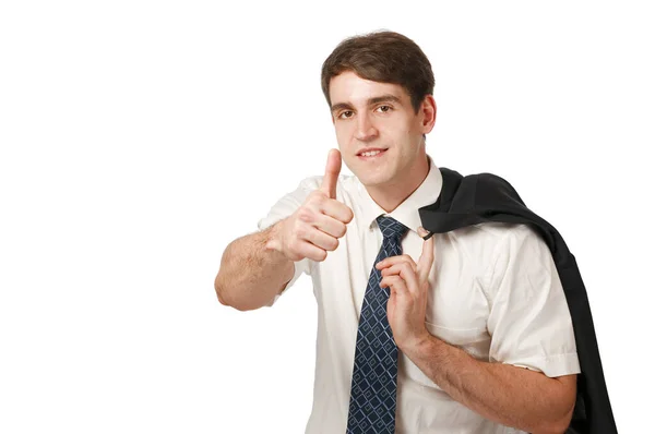 Vista Superior Del Cuerpo Joven Con Una Camisa Blanca Corbata — Foto de Stock