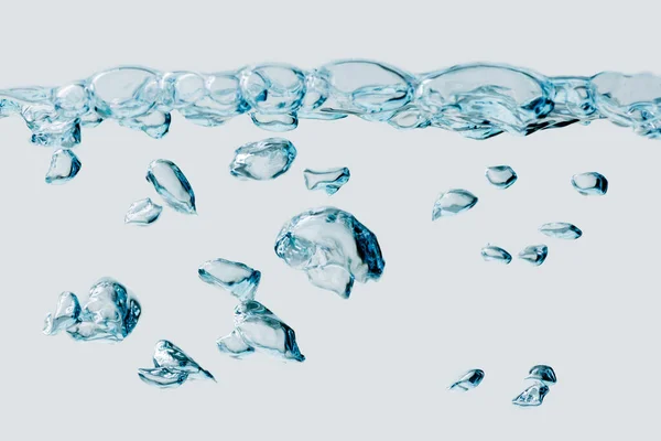 Vollbild Ansicht Aufsteigender Luftblasen Unter Einer Reihe Miteinander Verbundener Luftblasen — Stockfoto