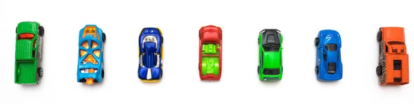 Красочные Автомобильные Игрушки Плоский Лежал — стоковое фото