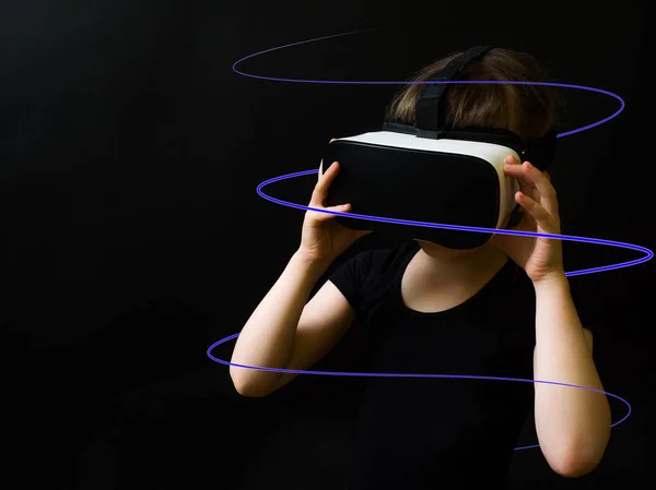 Criança Com Realidade Virtual Tecnologia Gadget — Fotografia de Stock
