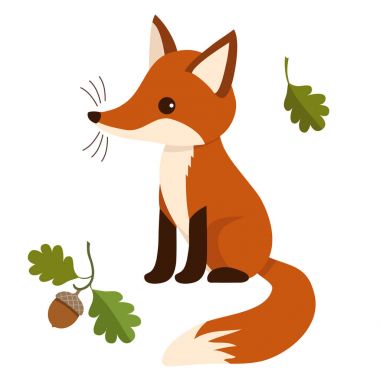 Şirin oturma fox düz vektör tarzı