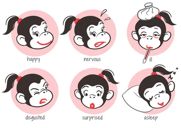 Monkey emoticons set — Stock Vector