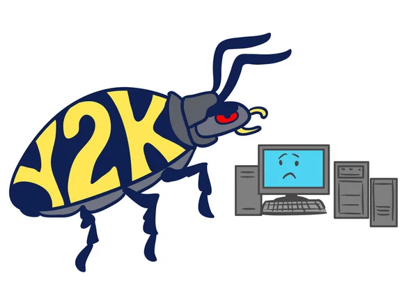 Dibujos animados Y2K milenio bug — Vector de stock