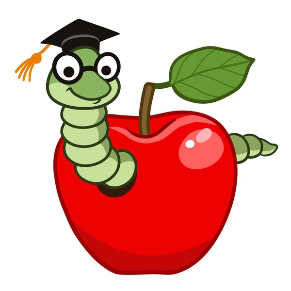 Bookworm en manzana — Archivo Imágenes Vectoriales
