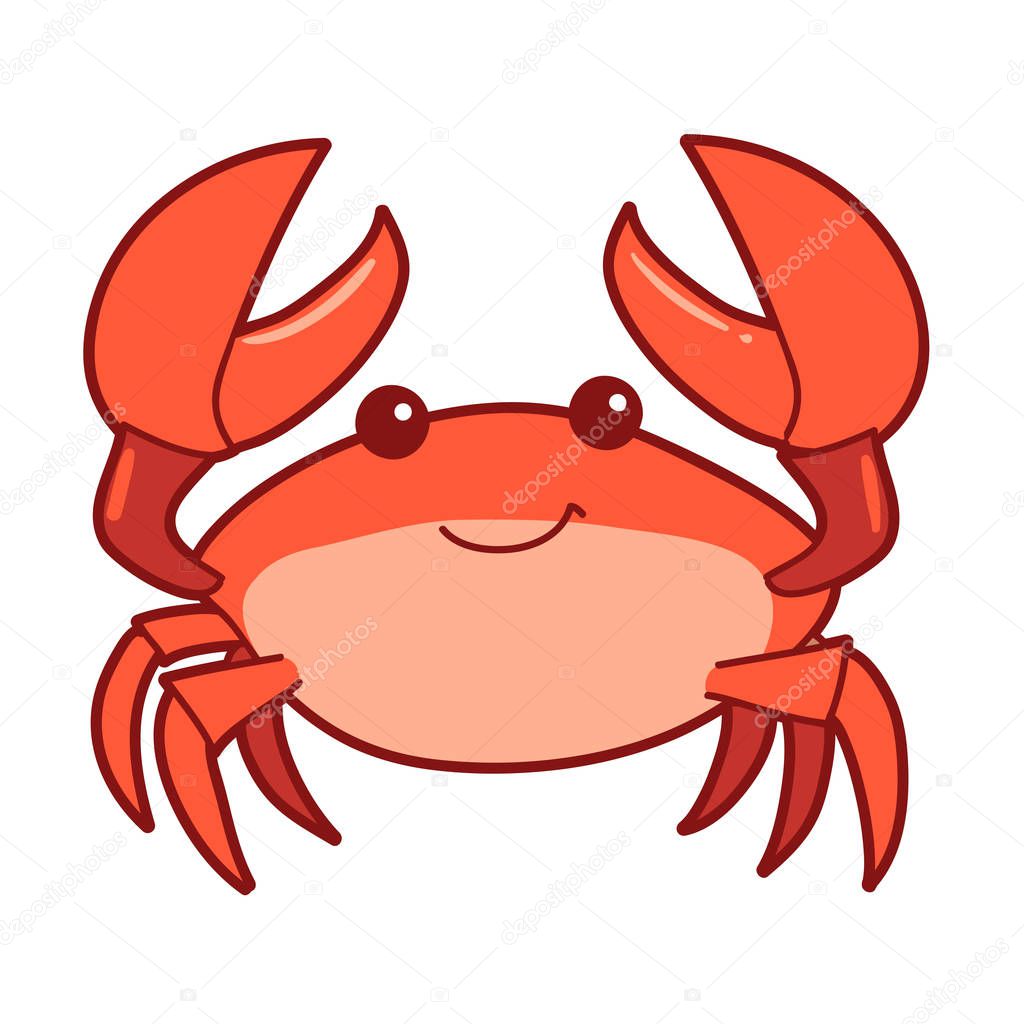 Cute cartoon smiling crab