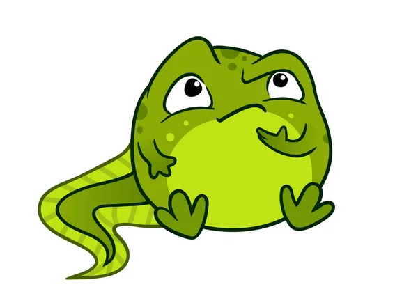 Cartoon vectorillustratie van schattige groene baby tadpole kikker char — Stockvector