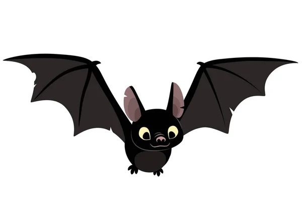 Illustration vectorielle de dessin animé mignon caractère chauve-souris noire amicale — Image vectorielle