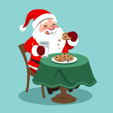 Mutlu görünen Noel Baba oturan vektör karikatür çizim