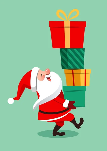 Dibujos animados vectorial ilustración de divertido personaje de Santa Claus llevar — Vector de stock