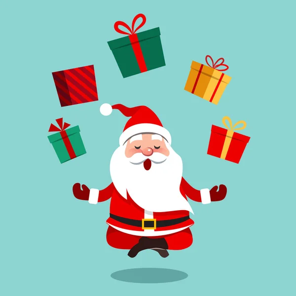 Dibujos animados vectorial ilustración de divertido lindo Santa Claus sentado cr — Vector de stock