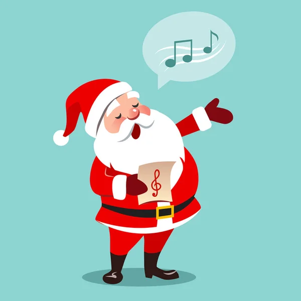 Vector ilustración de dibujos animados de Santa Claus cantando coche de Navidad — Vector de stock