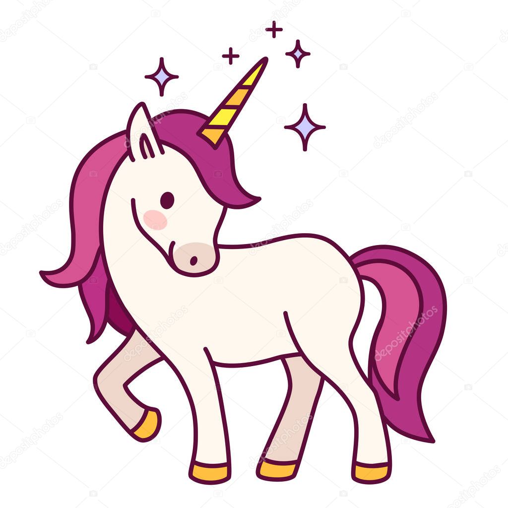 Pictures simple unicorns Cute unicorn with pink mane