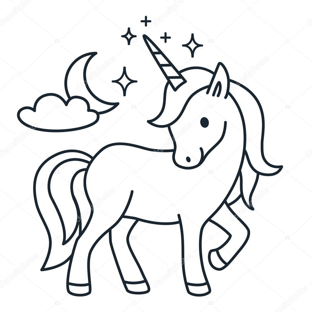 Fotos: unicornio para dibujar | Vector de dibujos animados simples