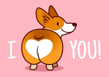 Sevimli gülümseyen Galce corgi köpek vektör çizgi film illüstrasyon izole