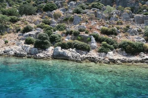 Kekova-sziget és a romjai az elsüllyedt város Simena, Antalya Province, Törökország — Stock Fotó