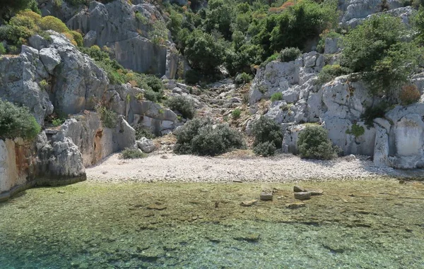 Ostrov Kekova a ruiny Simena potopené město v provincii Antalya, Turecko — Stock fotografie