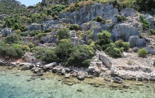 Kekova Island and the Ruins of the Sunken City Simena na Província de Antalya, Turquia — Fotografia de Stock
