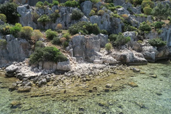 Kekova ön och ruinerna av den sjunkna staden Simena i Antalya-provinsen, Turkiet — Stockfoto