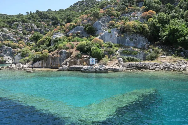 Kekova Island and the Ruins of the Sunken City Simena in the Antalya Province, Turkey — Stock Photo, Image