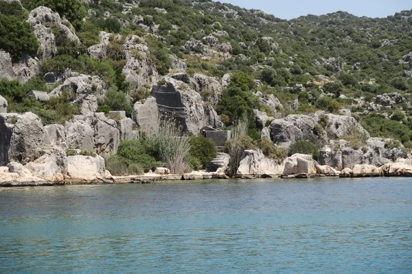 Kekova-sziget és a romjai az elsüllyedt város Simena, Antalya Province, Törökország — Stock Fotó