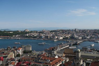 Galata Köprüsü, Haliç, İstanbul Boğazı ve İstanbulun Oldltown Sultanahmet, artı Ayasofya Türkiye'de.