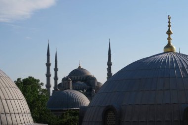 Sultanahmet Camii-Sultan-Ahmet-Camii, Park Çeşmesi 'nden görüldüğü gibi, Istanbul, Türkiye