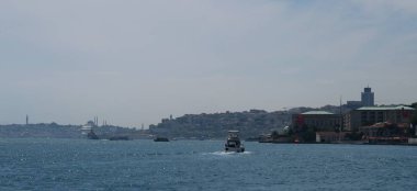 Boğaz ve istanbulun Oldtown Sultanahmet, Ortaköy, Türkiye'den görüldüğü gibi